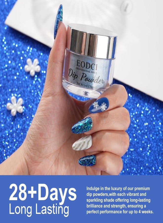 EODCI Glitter Chameleon Blue Dip Powder, 1 Oz/28g Nail Dipping Powder for DIY Manicure, Salon at Home, Easy to Use, No Nail Lamp Needed, Long Lasting, Shimmery Finish - Image 2